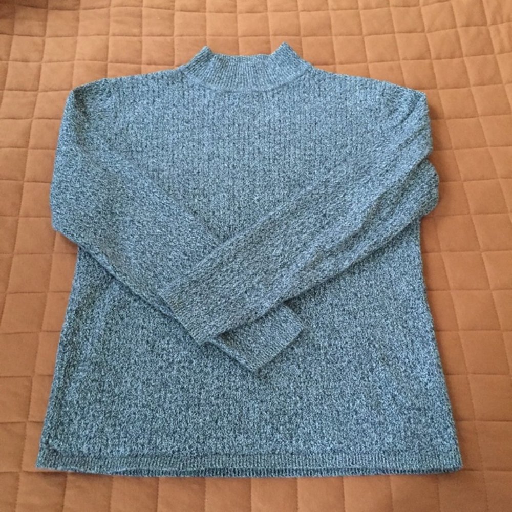 100% Cotton Marled Mock Neck Sweater Size S